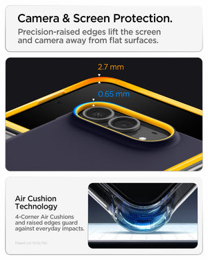 iPhone Duo Nano Pop (Mag Fit) in Blueberry Navy showing raised camera and screen edges with Air Cushion Technology for added protection