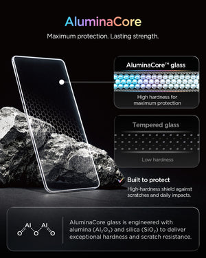 iPhone Duo Glas.tR EZ Fit Pro showing the reinforced glass structure designed for scratch and impact protection.