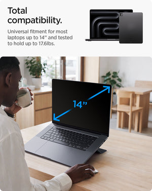 AMP11115 - Slim Fold Laptop Stand | Non-Adhesive LD201-S6 showing total compatibility