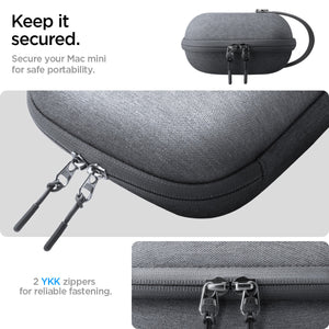 Spigen Mac mini M4 / M4 Pro (2024) Carrying Pouch – Klasden — Charcoal Gray, fit, construction or use view 11