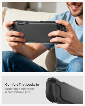 Ergonomic Frost Black grips on Spigen Nintendo Switch 2 Ultra Hybrid case