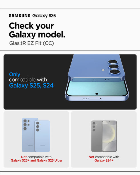 Spigen Galaxy S25 / S24 螢幕保護貼 – Glas.tR EZ Fit HD(2入裝)