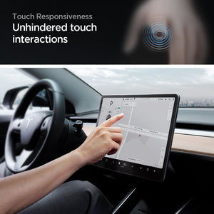 Spigen Tesla Model 3 / Model Y Screen Protector (15”) Screen Protector GLAS.tR EZ Fit Anti-Glare view 6
