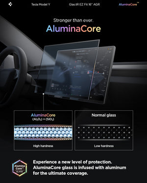 Spigen Tesla Model Y Screen Protector (16“) Screen Protector GLAS.tR EZ Fit AluminaCore Anti-Glare view 13