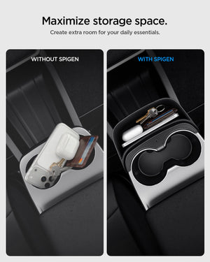 Extra storage comparison with Spigen Tesla console extender