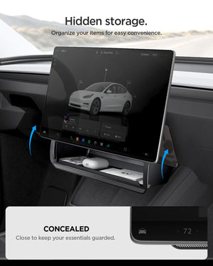 Spigen Tesla Model Y Juniper / Model 3 Highland Hidden Under-Screen Organizer – TO227JH — fit, construction or installation view 9