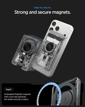 Spigen Ultra Hybrid Neo One MagFit 3-Card Wallet - secure magnets