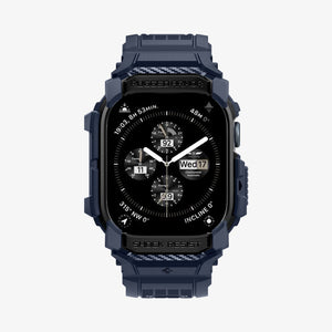 ACS08592 - Apple Watch Series 11 / 10 (42mm) Case Rugged Armor Pro in Navy Blue showing the
front and partial sides