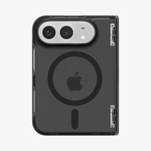 iPhone Duo Ultra Hybrid Pro (Mag Fit) in Frost Black showing the rear case with a magnetic ring and raised camera protection