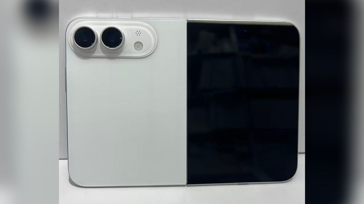 Reported iPhone Duo dummy unit showing a book-style foldable design