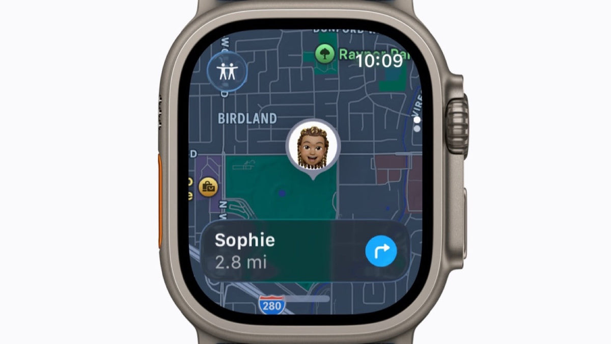 Apple Watch Ultra 3 showing the Find My app map interface in iOS 27 and watchOS 27