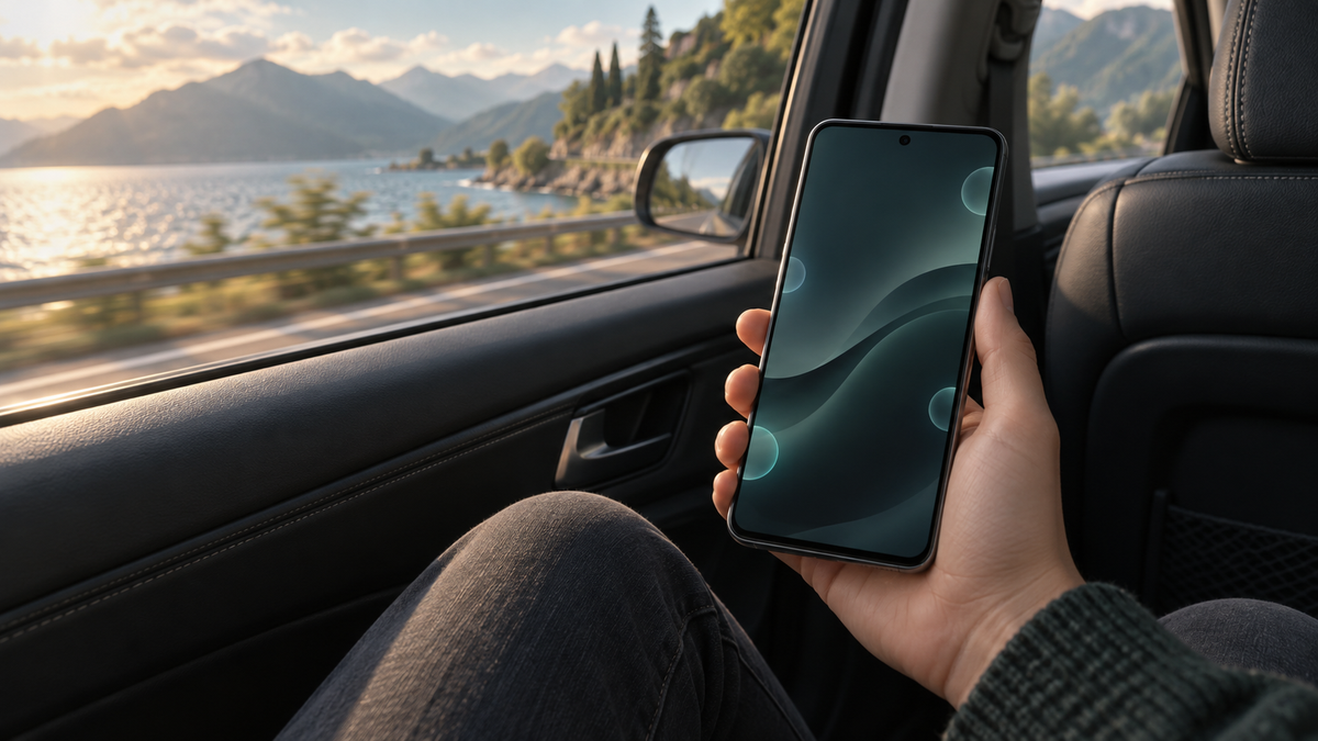 Conceptual passenger phone with subtle Motion Assist edge bubbles