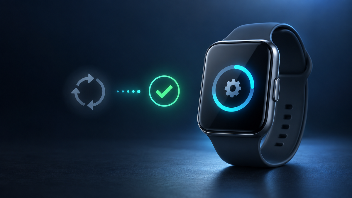 Conceptual smartwatch software update resolving a restart loop