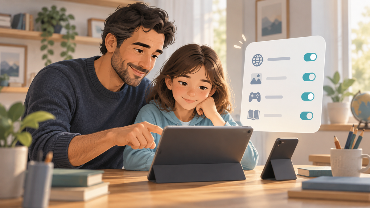 Conceptual parent and child configuring safer web access together