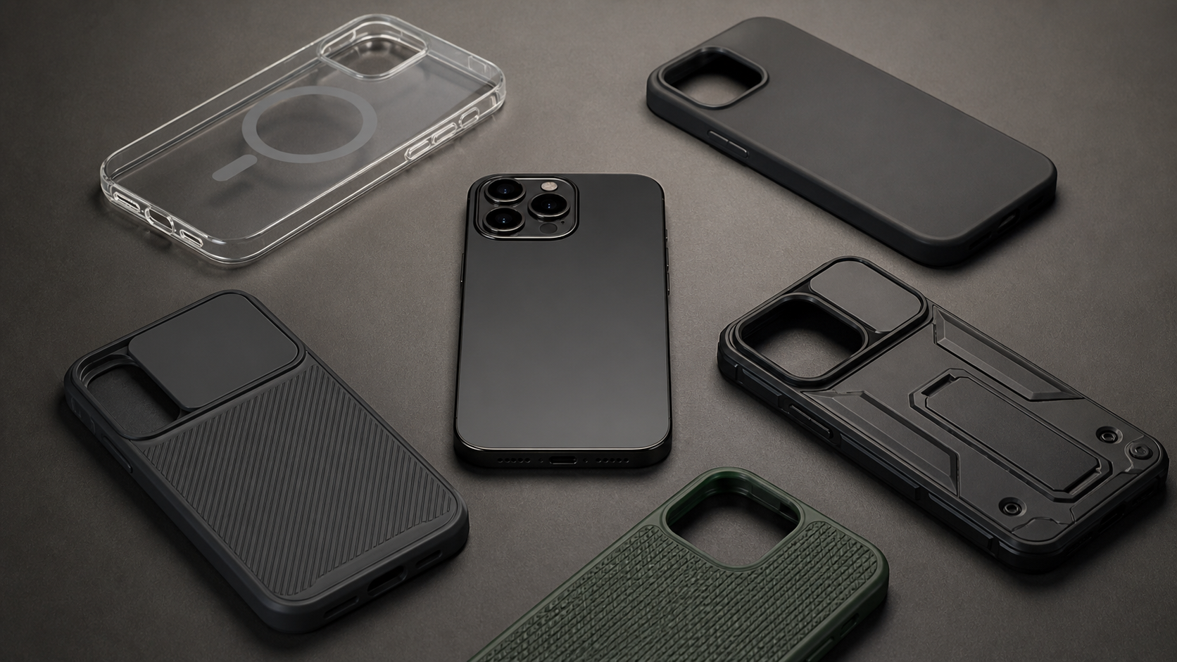 Protective phone cases arranged for a guide to identifying fake Spigen websites
