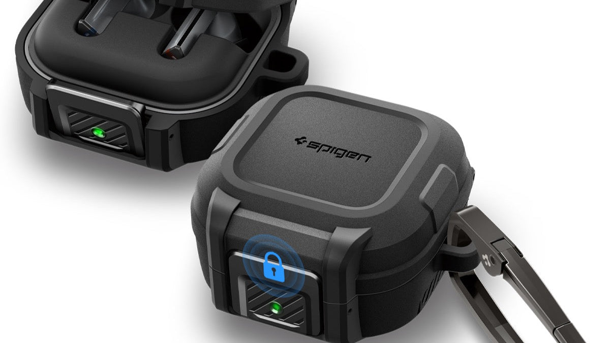 Galaxy Buds 4 case guide image used for a Spigen Lock Fit, Rugged Armor, Classic Fit and Zero One comparison