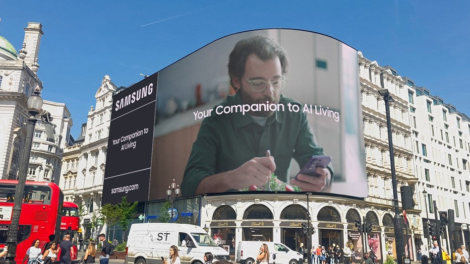 Samsung AI Living campaign shown on global landmark screens