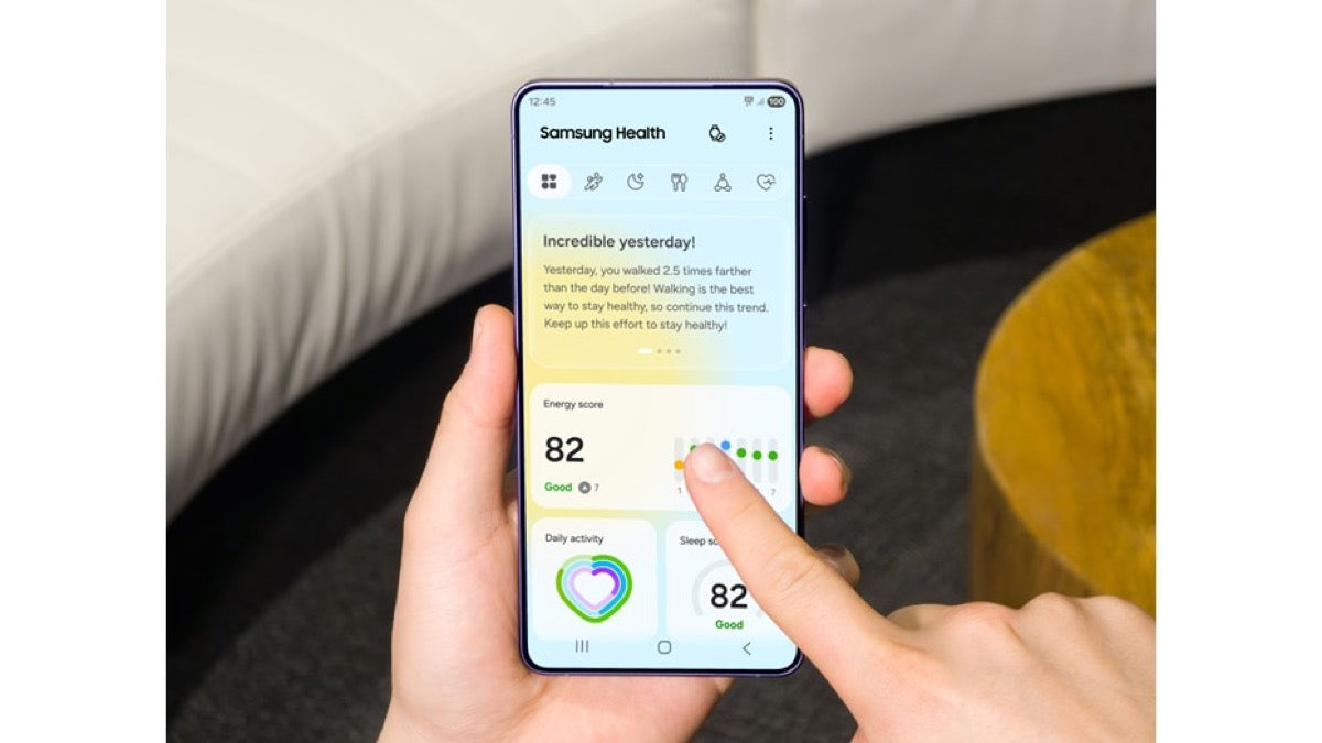 Samsung Health app screens showing next-generation Galaxy Watch AI health features