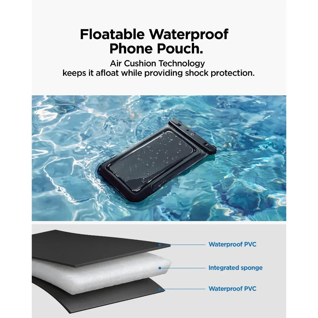 Spigen Universal Waterproof Phone Pouch (2 Pack) – Aqua Shield A611P — Matte Black, fit, construction or use view 3