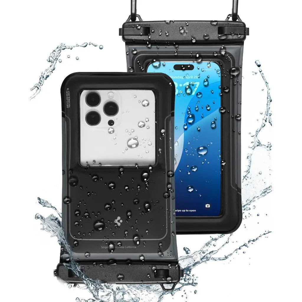 Spigen Universal Waterproof Phone Pouch (2 Pack) – Aqua Shield A611P — Matte Black, fit, construction or use view 8