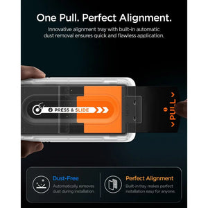 Spigen iPhone 18 Pro Screen Protector – GLAS.tR EZ Fit Pro HD, Offline Version – 2 Pack – Pull-and-slide alignment