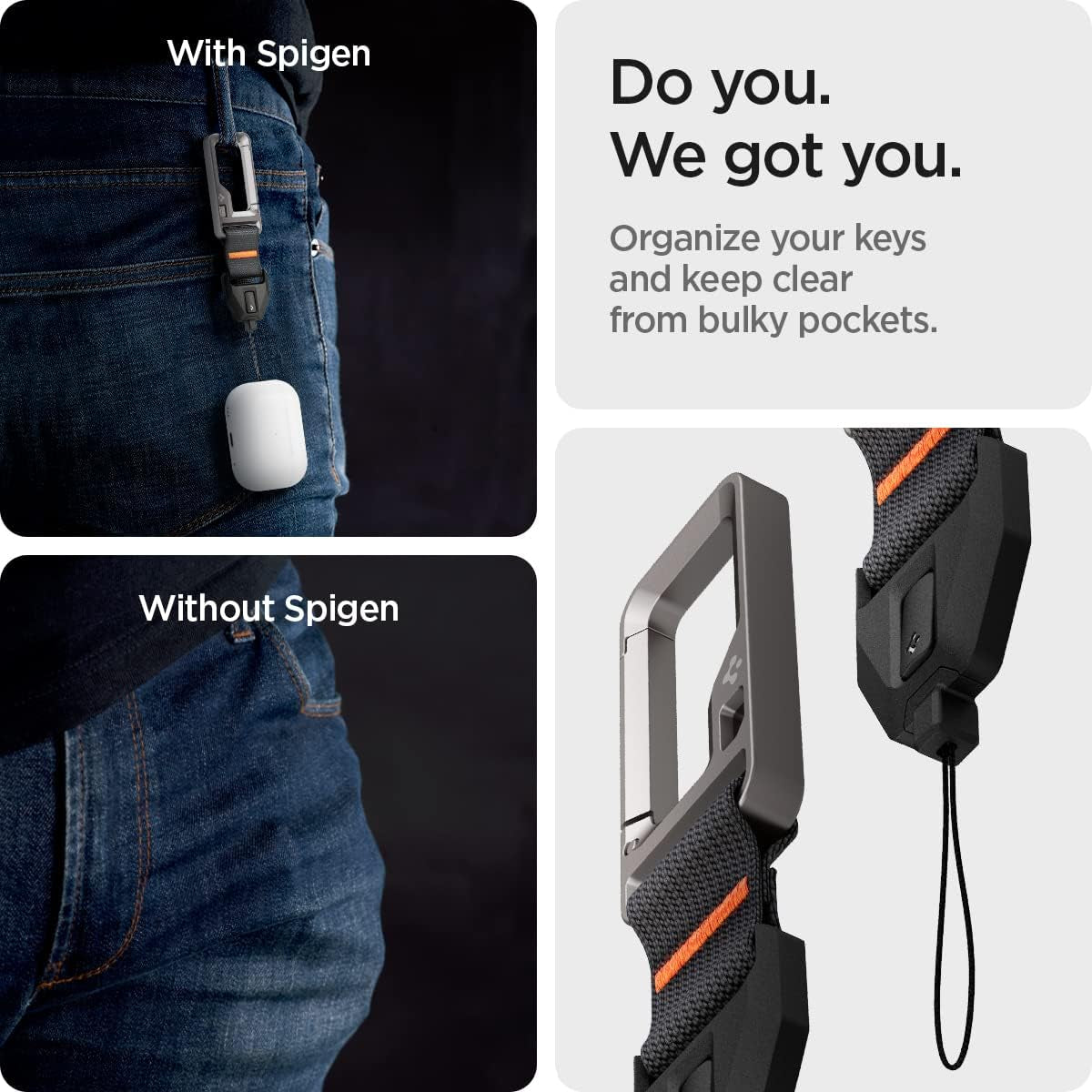 Spigen for AirPods Pro 3 / AirPods Pro 2 Lanyard with Carabiner – Black