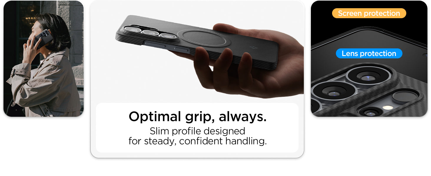 Spigen Galaxy S26 Ultra Case – Air Skin Aramid MagFit – Black – grip and raised edge details