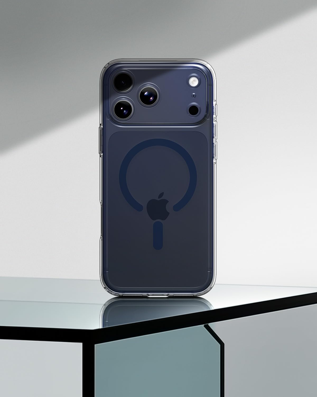 Spigen iPhone 17 Pro Ultra Hybrid MagFit case in Clear Deep Blue - rear product view