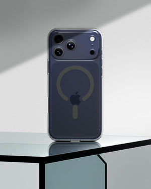 Spigen iPhone 17 Pro Ultra Hybrid MagFit case in Clear Graphite - rear product view