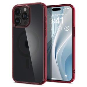Spigen Ultra Hybrid (MagFit) case for iPhone 15 Pro in Deep Red – detail image 3