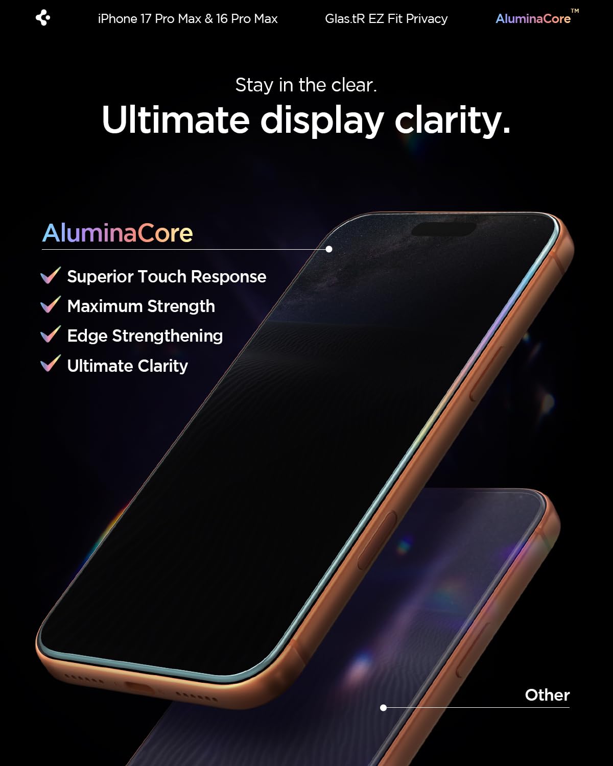 Spigen iPhone 16 Pro Max Screen Protector – GLAS.tR EZ Fit | Privacy – detail image 6