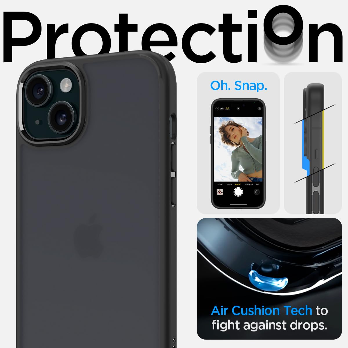 Spigen Ultra Hybrid case for iPhone 15 in Frost Black – detail image 4