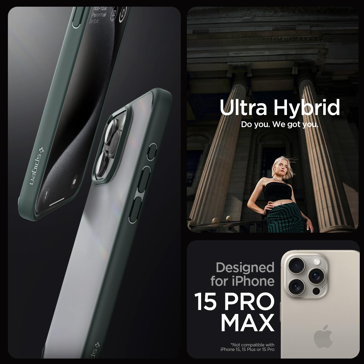 Spigen Ultra Hybrid case for iPhone 15 Pro Max in Frost Green – detail image 1
