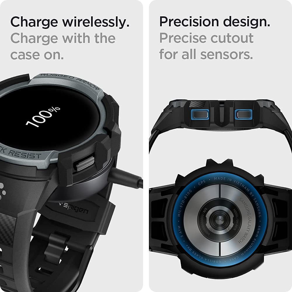 Spigen Galaxy Watch FE / 5 / 4 40mm Case + Band - Rugged Armor Pro - Charcoal Gray - ACS03165 - image 6