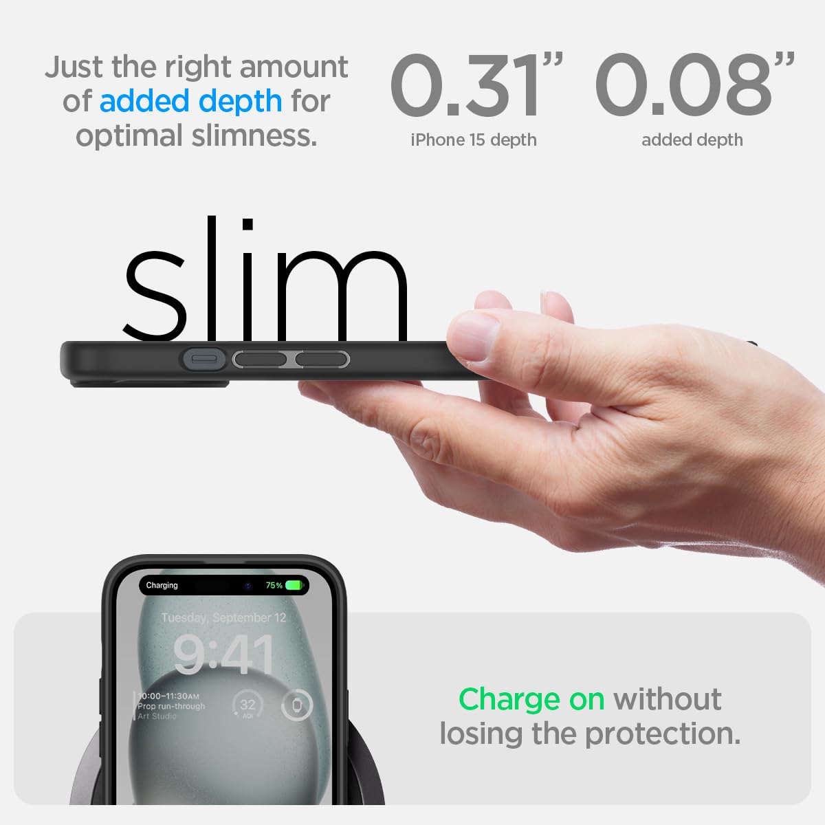 Spigen Ultra Hybrid case for iPhone 15 in Frost Black – detail image 5