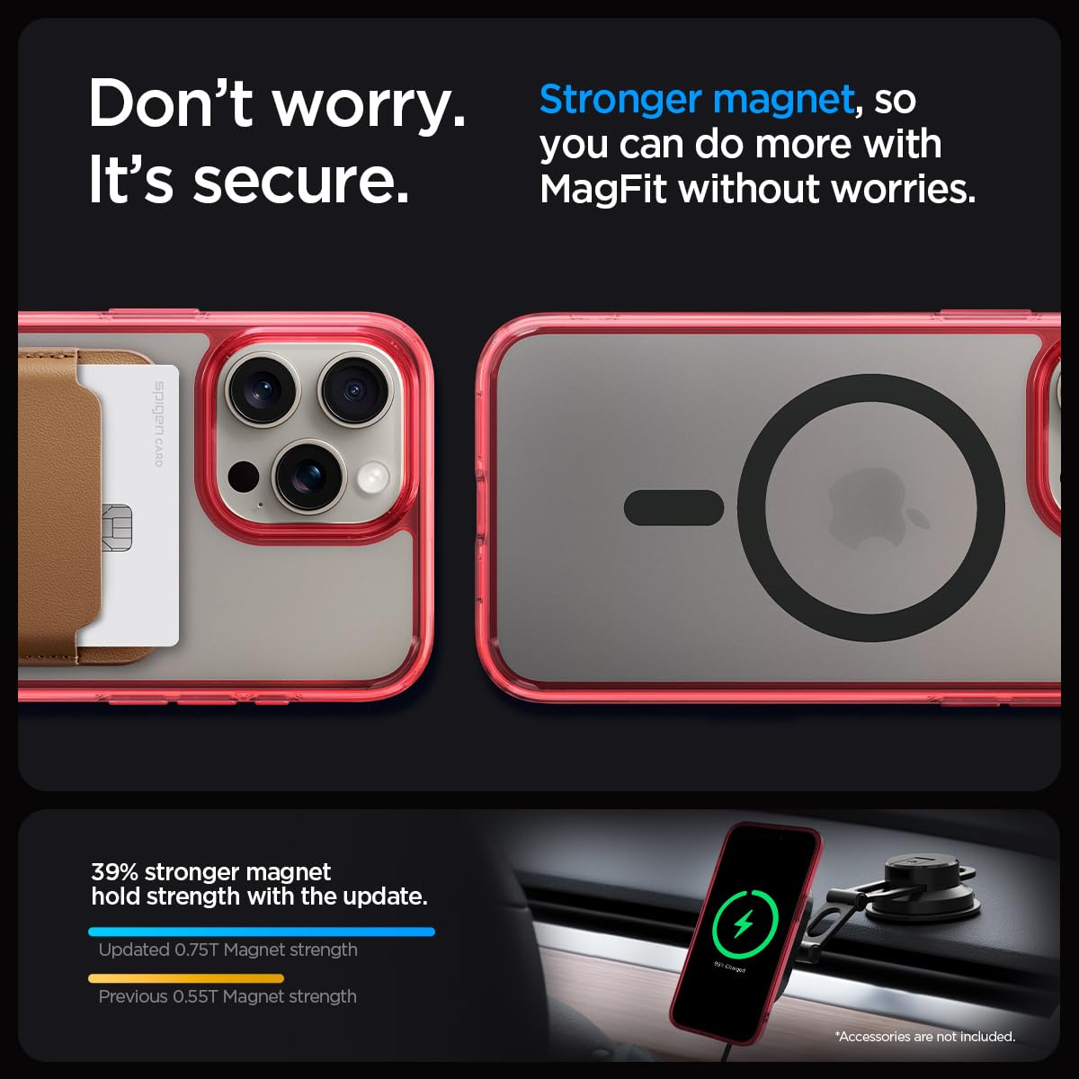 Spigen Ultra Hybrid (MagFit) case for iPhone 15 Pro in Deep Red – detail image 5