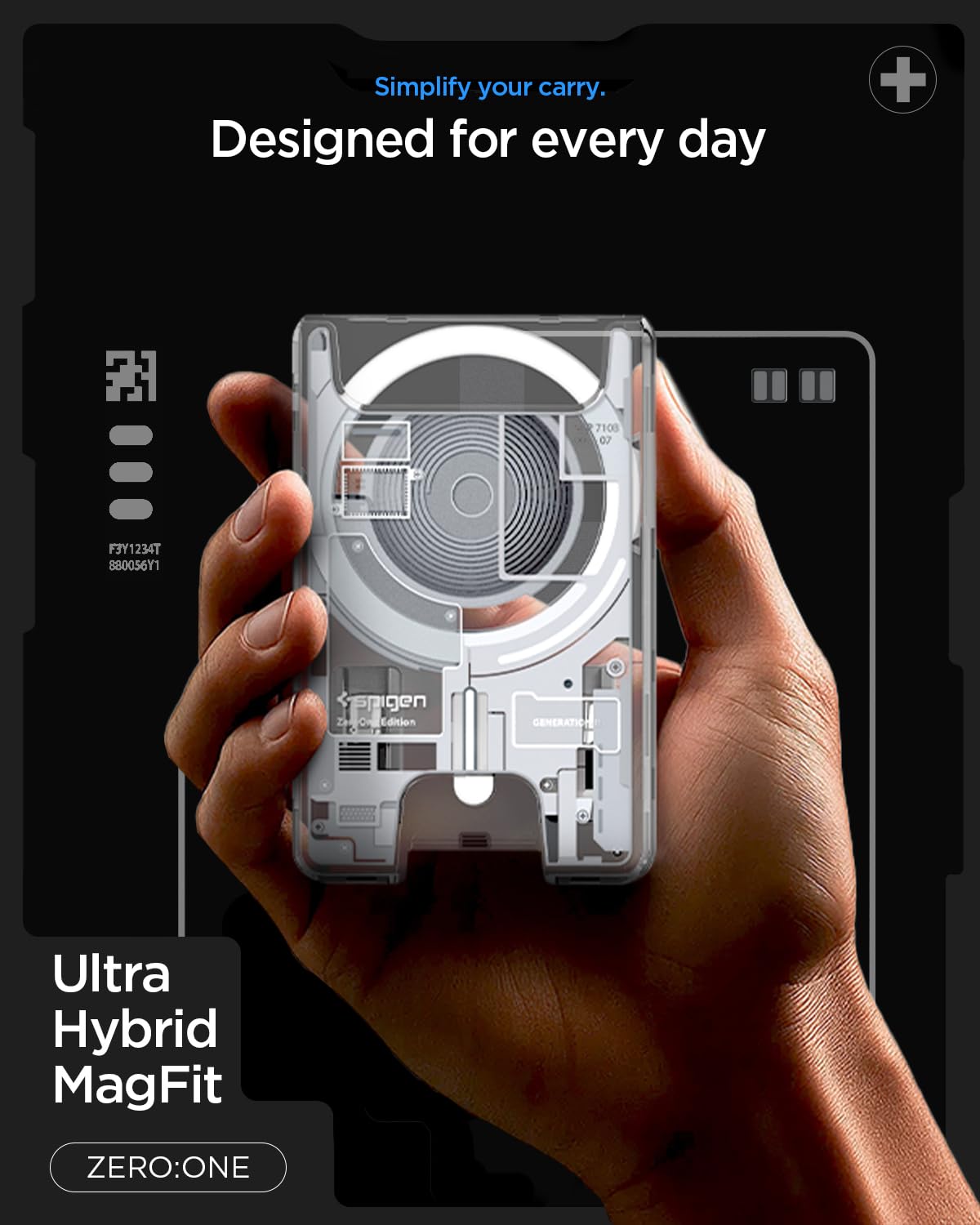 Zero One White magnetic card holder attached to a compatible phone