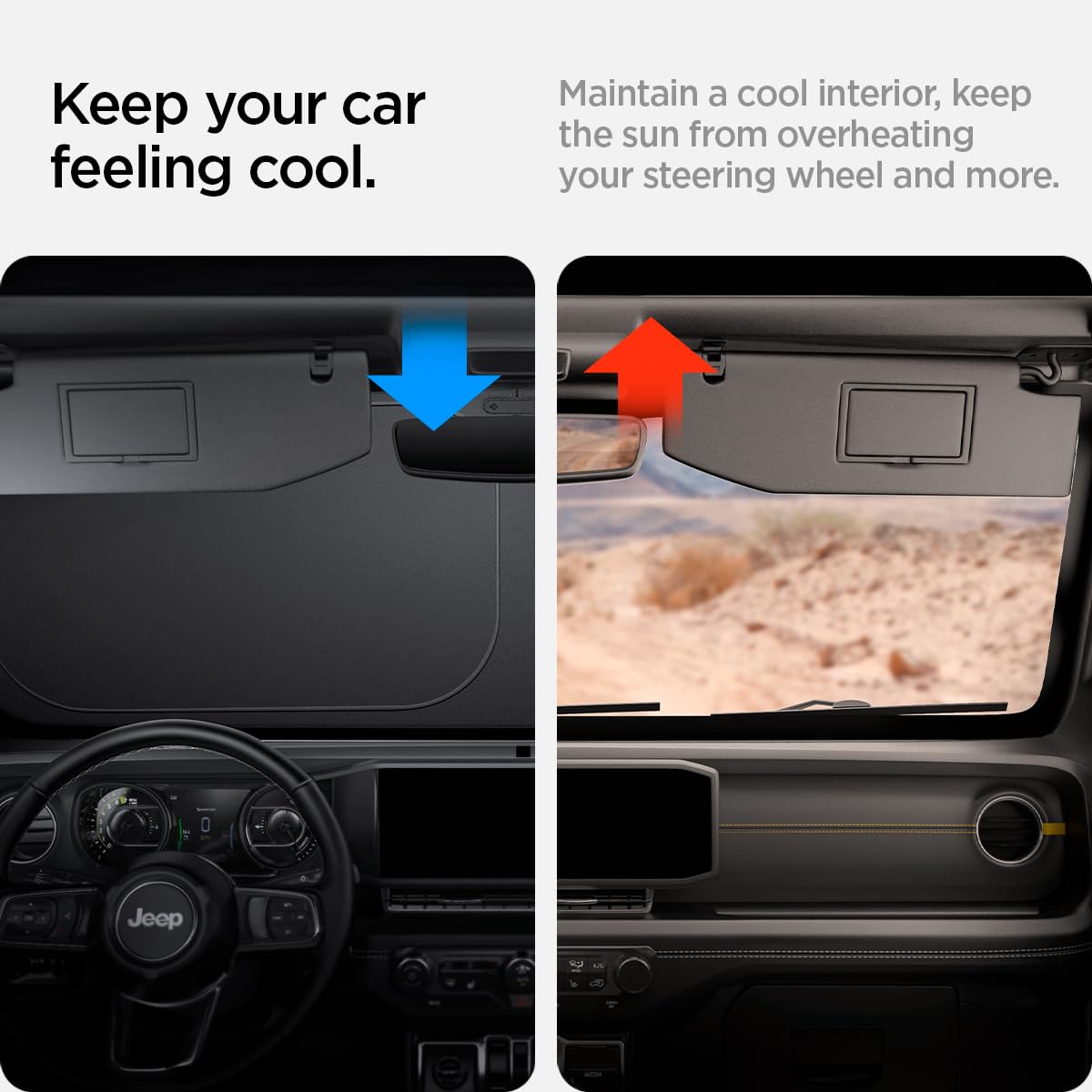 Spigen CryoShade Car Sunshade for Jeep Wrangler JL and Gladiator - Silver - image 4