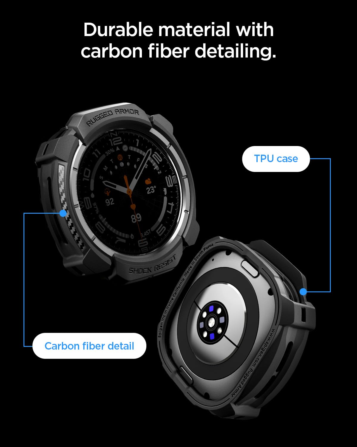 Spigen Galaxy Watch Ultra 2 47mm Case - Rugged Armor - Matte Black - image 4