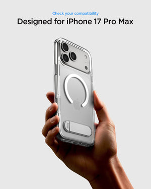 Spigen iPhone 17 Pro Max Ultra Hybrid S MagFit case in Clear White - device compatibility confirmation