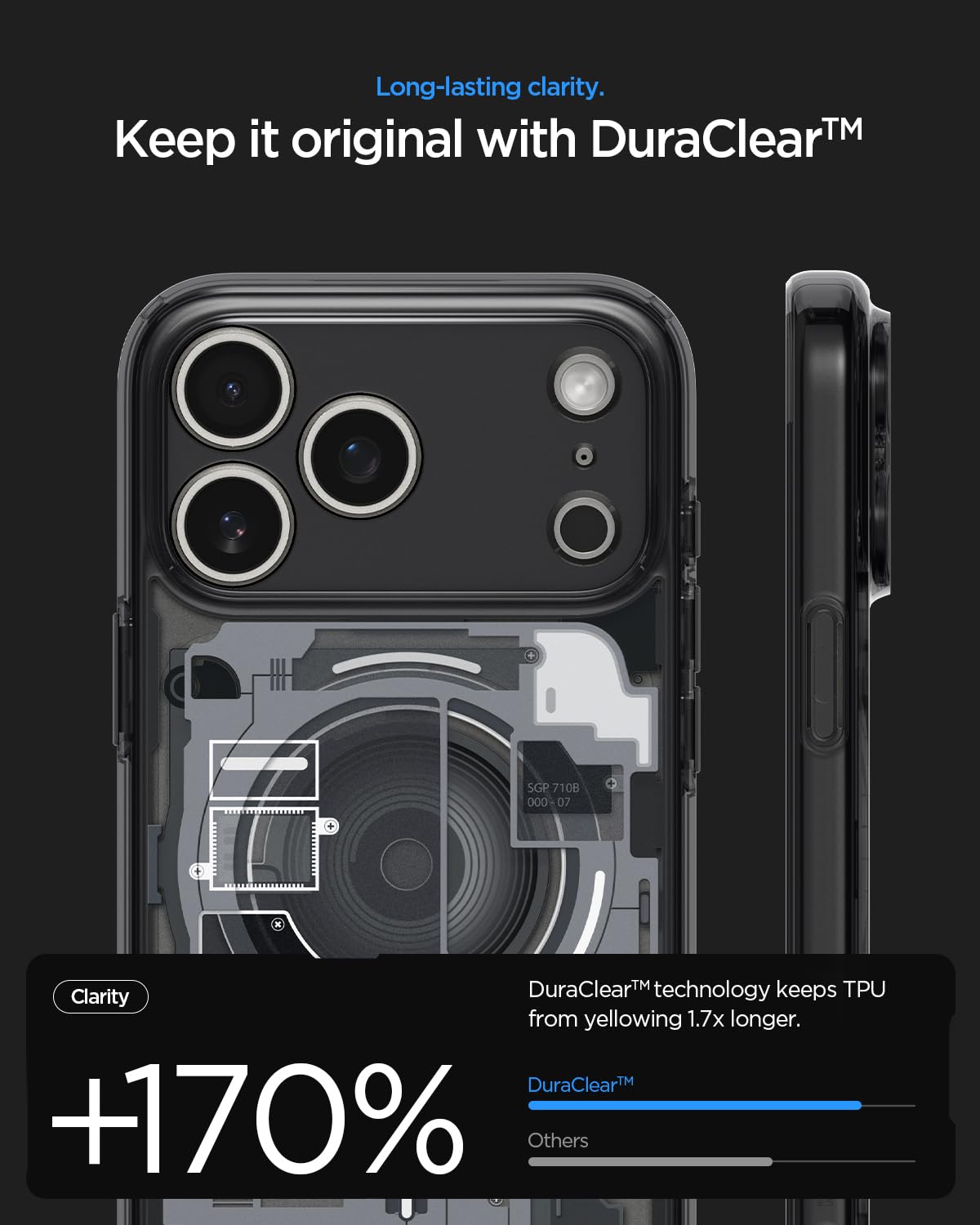 Spigen iPhone 17 Pro Max Ultra Hybrid Zero One MagFit case in Zero One Black - DuraClear design details