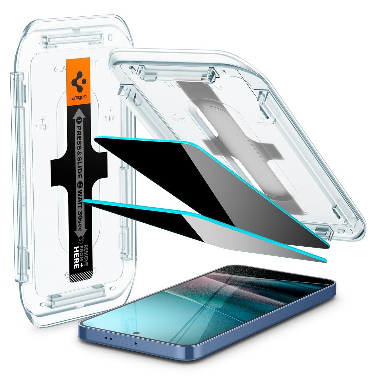 Spigen Galaxy S25 / S24 Privacy Screen Protector - Glas.tR EZ Fit (2 Pack) - Privacy - image 1