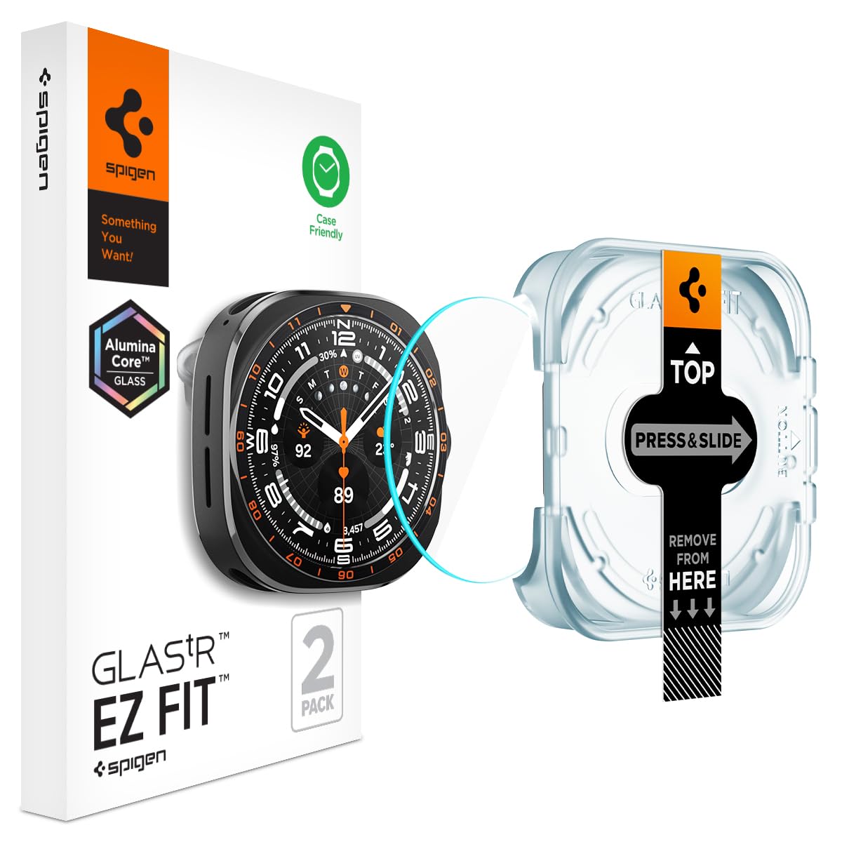 Spigen Galaxy Watch Ultra 2 47mm Screen Protector - GLAS.tR EZ Fit 2 Pack - Clear - image 1