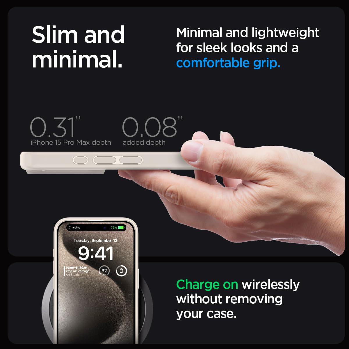 Spigen Ultra Hybrid case for iPhone 15 Pro Max in Natural Titanium – detail image 5
