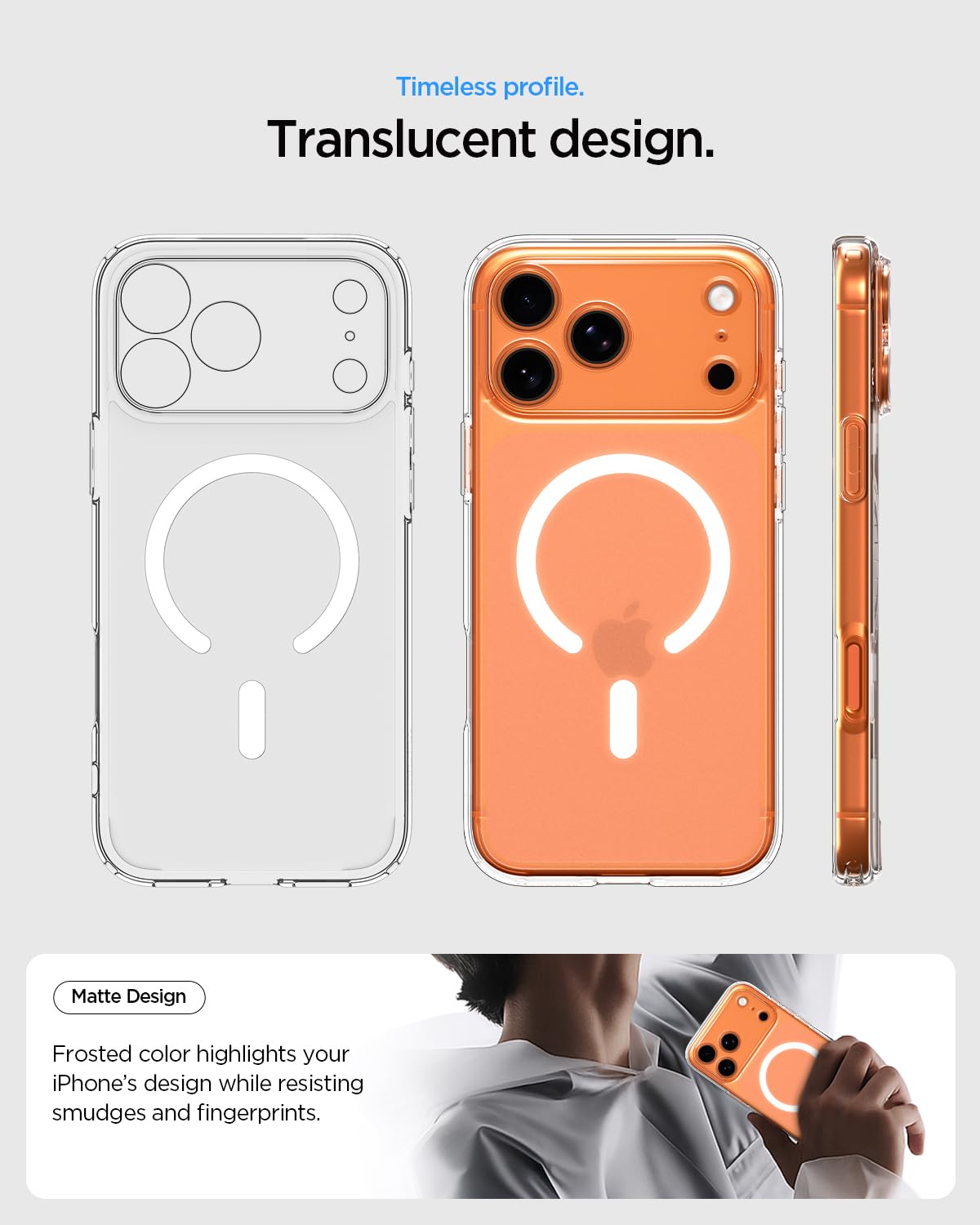 Spigen iPhone 17 Pro Ultra Hybrid MagFit case in Frost White - case design and side profile