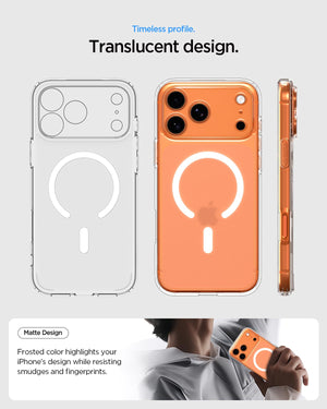 Spigen iPhone 17 Pro Ultra Hybrid MagFit case in Frost White - case design and side profile