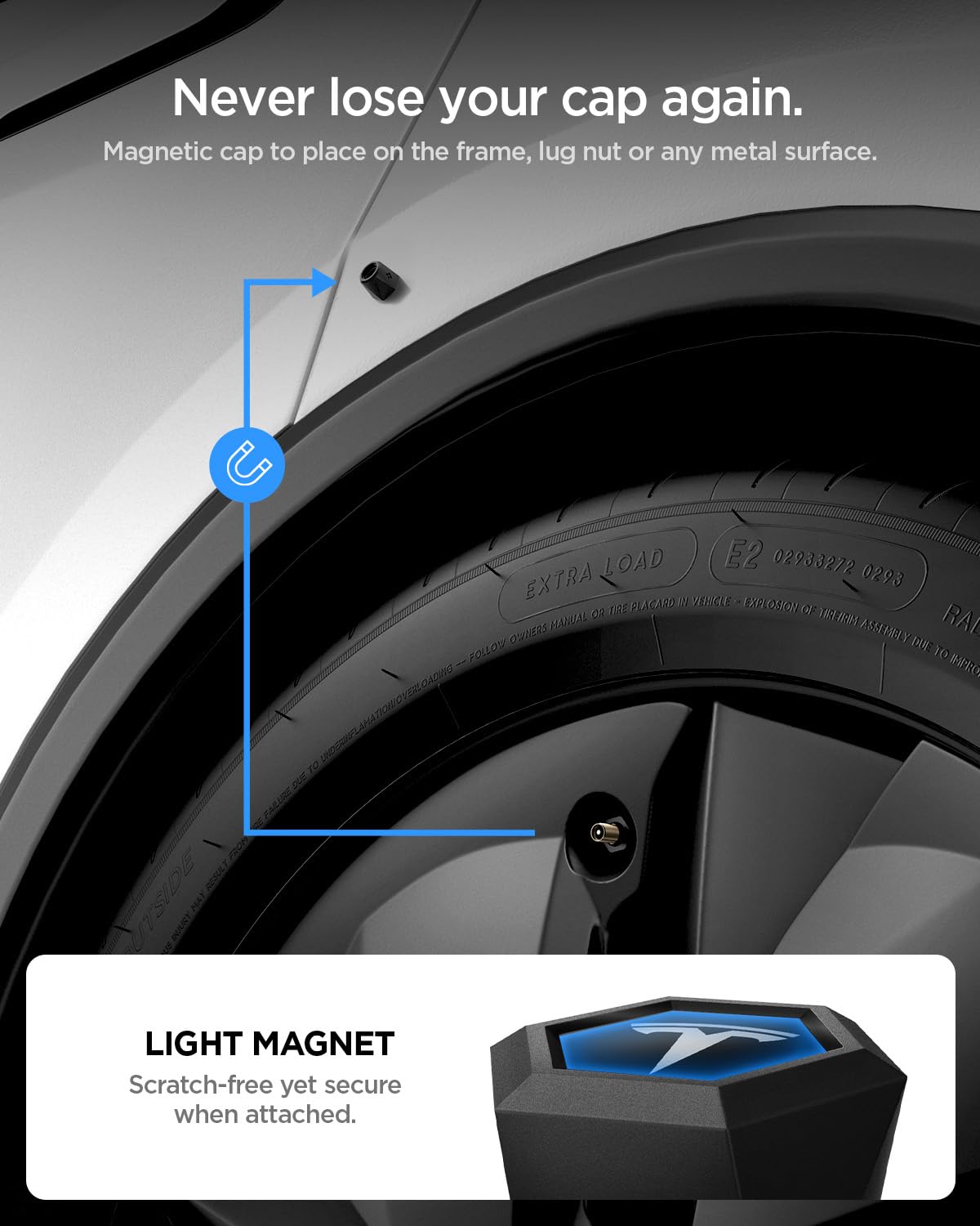 Spigen Magnetic Car Tire Valve Caps – VS100 4-Pack - Silver - image 2