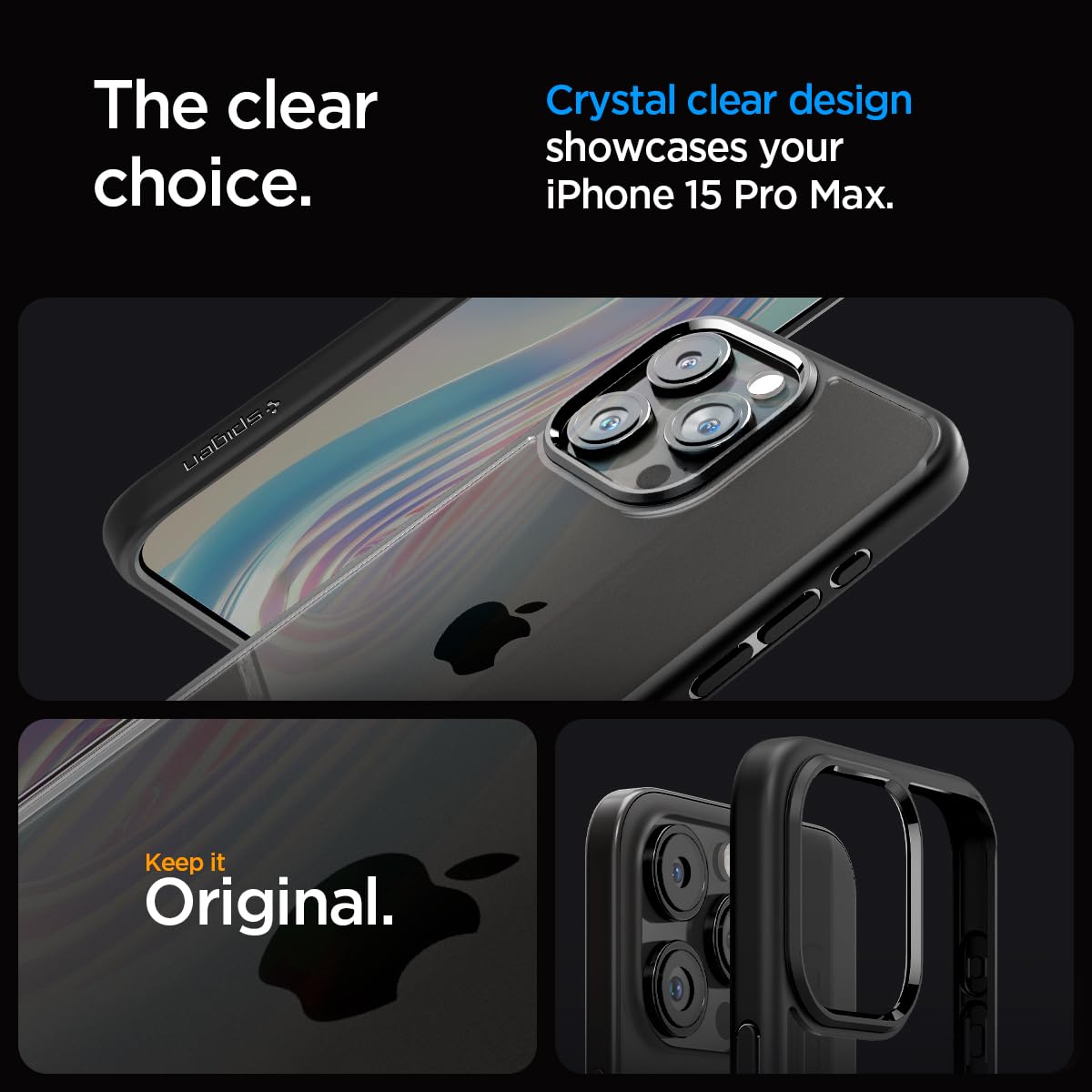 Spigen Ultra Hybrid case for iPhone 15 Pro Max in Matte Black – alternate detail 2