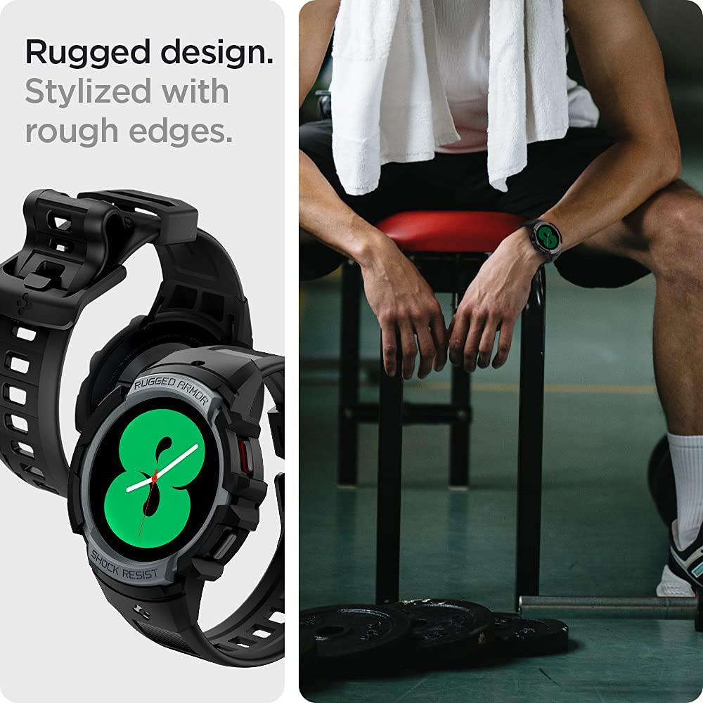 Spigen Galaxy Watch FE / 5 / 4 40mm Case + Band - Rugged Armor Pro - Charcoal Gray - ACS03165 - image 5