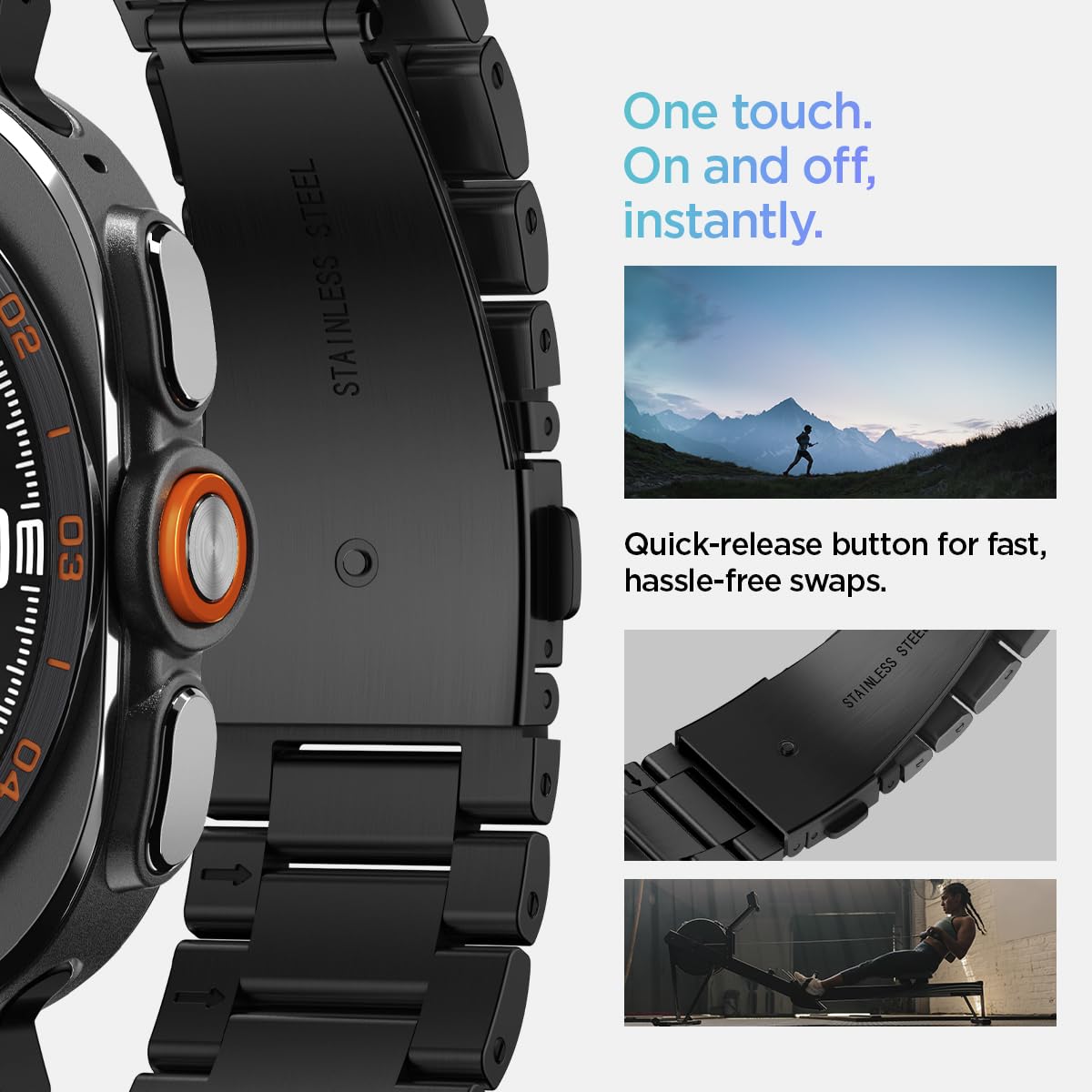 Spigen Galaxy Watch Ultra 2 & Ultra 47mm Band - Modern Fit 316L - Black - image 5